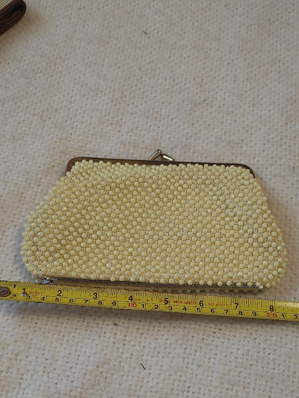 Vintage yellow beaded clutch